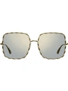 Elie Saab Mirrored Square Gold-plated Sunglasses In Bronze