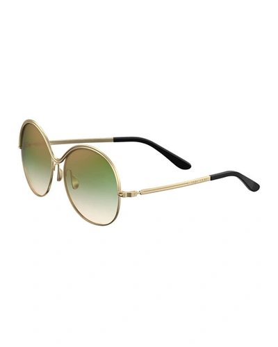 Elie Saab Round Ridged-frame Gradient Sunglasses