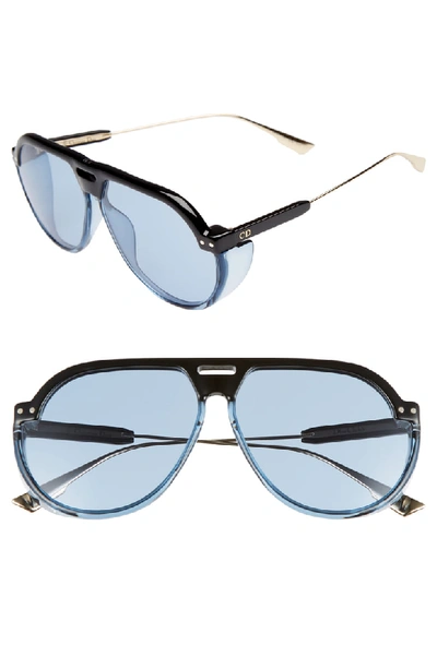 Dior Club3s 61mm Pilot Sunglasses - Black/ Blue