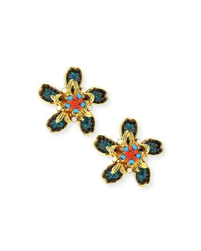 Jose & Maria Barrera Bright Flower Clip-on Earrings In Multi