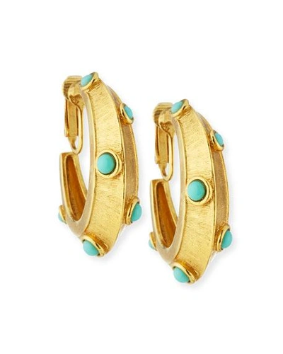 Jose & Maria Barrera Turquoise Clip-on Hoop Earrings In Yellow/blue