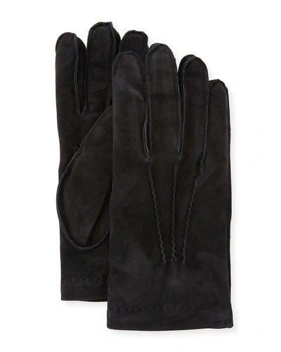 Guanti Giglio Fiorentino Cashmere-lined Suede Gloves In Black