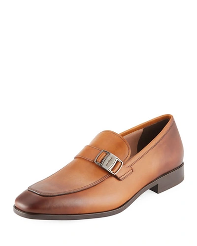 Ferragamo Men's Benson Burnished Leather Loafer In Ambre