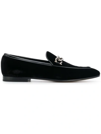 Ferragamo Men's Velvet & Patent Leather Apron Toe Loafers In Nero