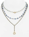Ela Rae Aquamarine Multi Strand Pendant Necklace, 14 In Blue
