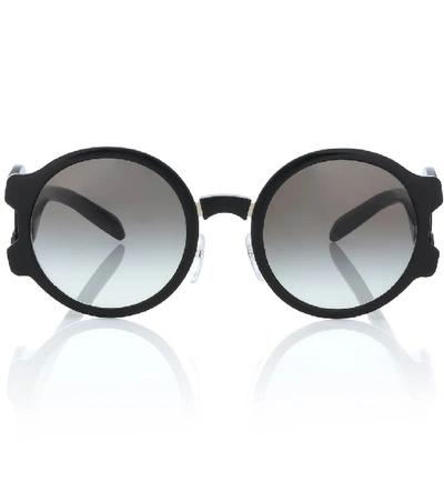 Prada Round Mirrored Sunglasses With Cutout Temples In Black