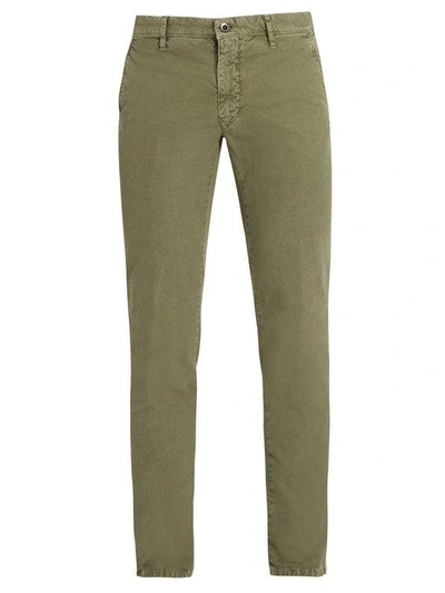 Incotex Slim-leg Cotton-blend Twill Trousers In Green