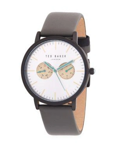 Ted Baker Stainless Steel And Leather-strap Watch In Silver