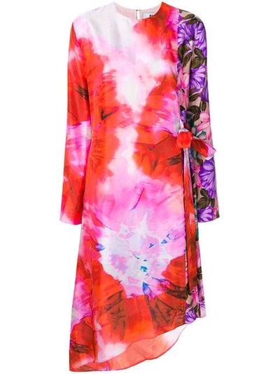 Msgm Wrap Front Asymmetric Dress In Multicolour