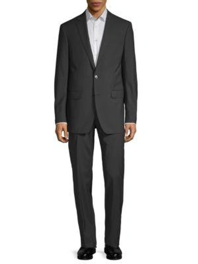 Calvin Klein Extra Slim Fit Mini Grid Wool Suit In Black