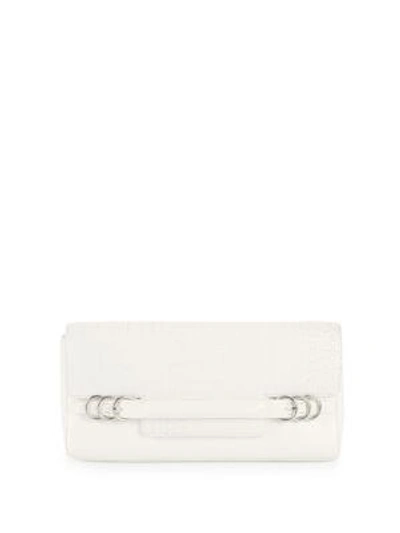 Halston Heritage Cracked Leather Ring Clutch In White