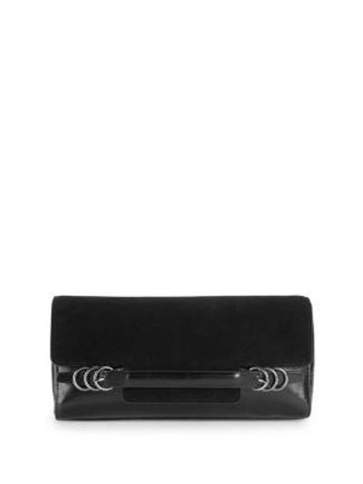 Halston Heritage Leather & Suede Ring Clutch In Black