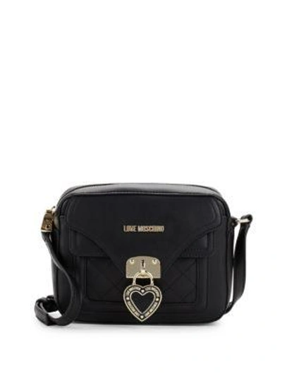 Love Moschino Heart Camera Bag In Black