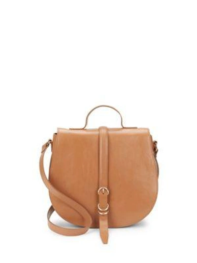 Halston Heritage Smooth Leather Saddle Bag In Canyon