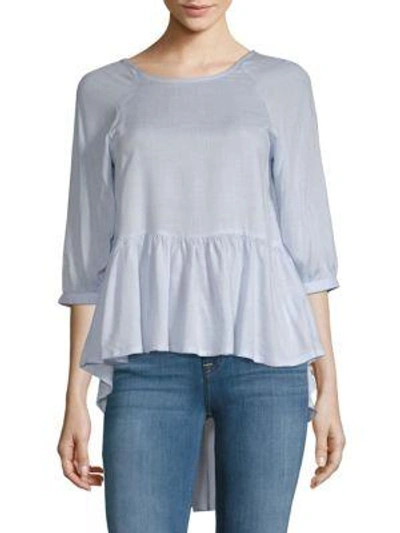 French Connection Hi-lo Peplum Top In Blue