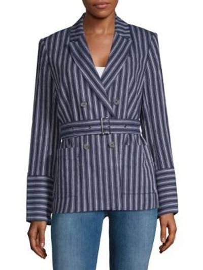 Laundry By Shelli Segal Stripe Double-breasted Blazer In Midnight