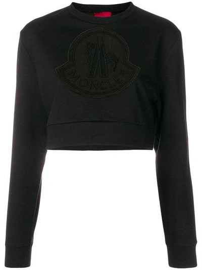 Moncler Sheer Logo Patch Sweatshirt In Black