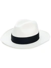 Borsalino Contrasting Band Trilby Hat - White