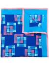 Kiton Geometric Print Scarf - Blue