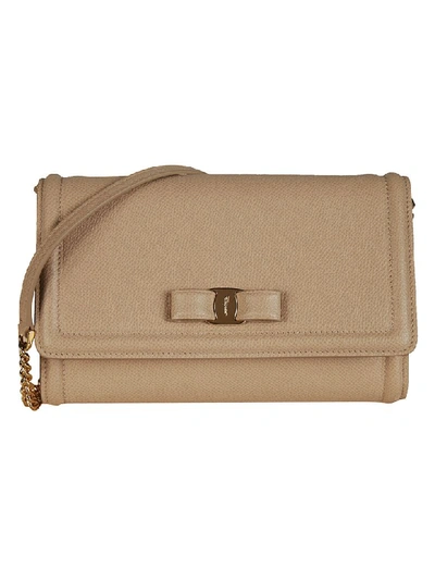 Ferragamo Vara Shoulder Bag In Beige