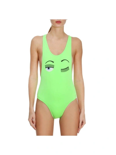 Chiara Ferragni Swimsuit  Flirting Eyes One-piece Swimsuit In Green