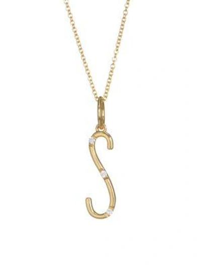 Devon Woodhill Character Letters Diamond & Gold S Pendant Necklace