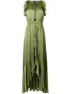 Just Cavalli Ruffle Trim Evening Dress - Green