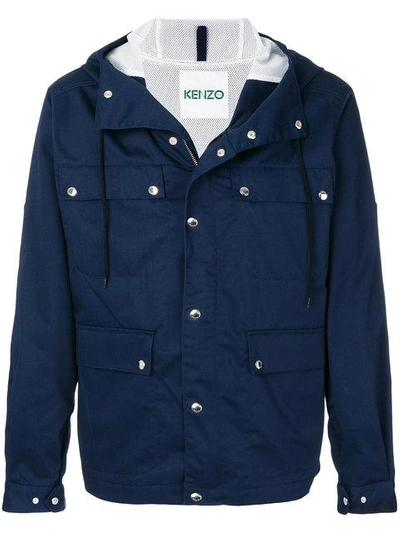 Kenzo Two-tone Parka In Blue