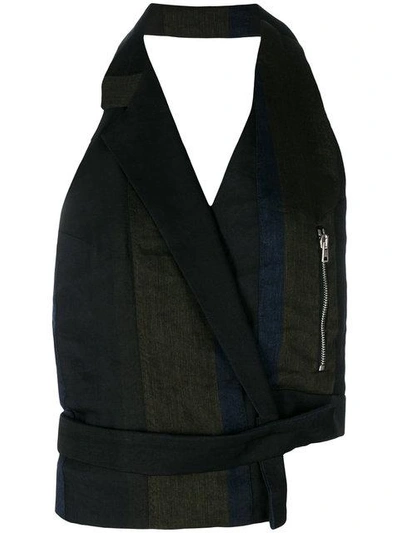 Andrea Ya'aqov Backless Asymmetric Waistcoat In Black ,multicolour