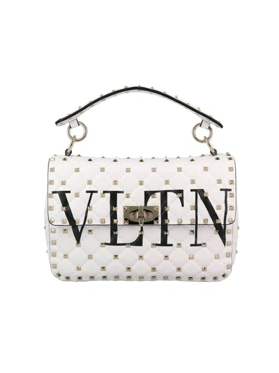 Valentino Garavani Handbag Valentino Rockstud Spike Bag In Genuine Leather With Micro Studs And Shoulder Strap In White