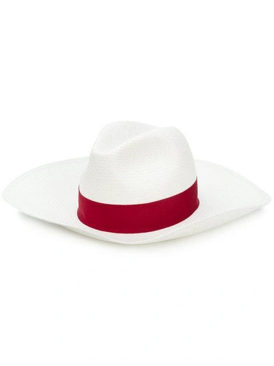 Borsalino Contrasting Band Wide Brim Hat