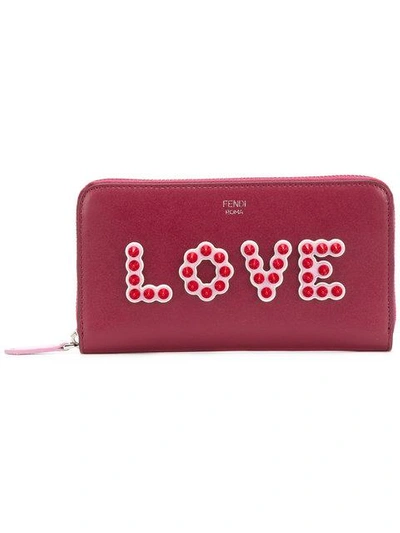 Fendi Love Continental Wallet In Pink
