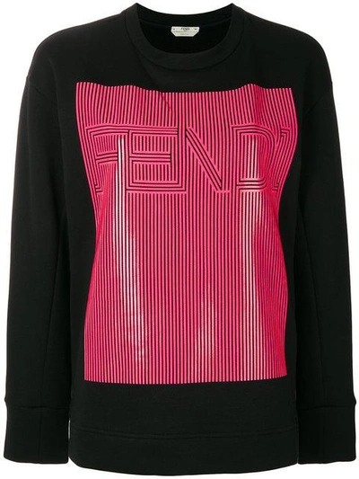 Fendi Logo Colour-block Sweater - Black
