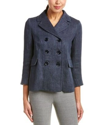 Max Mara `s  Linen Blazer In Blue