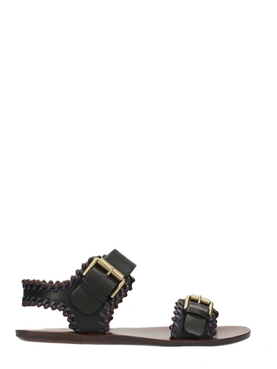 See By Chloé Two Buckles Strap Flat Sandals In Black