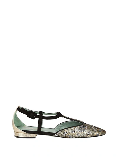 Paola Darcano Paola D'arcano Patterned Ballerinas In Gold