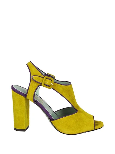 Paola Darcano Block Heel Sandals In Lime