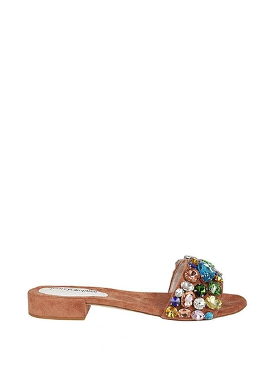 Jeffrey Campbell Crystal Flat Sandals In Cipria