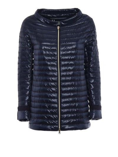 Herno Long Padded Jacket In Night Blue