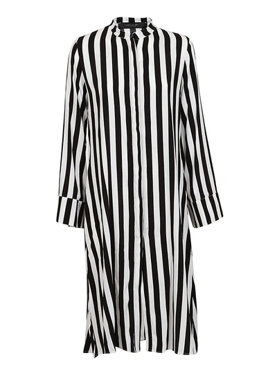 Federica Tosi Striped Loose-fit Dress In Bianco-nero