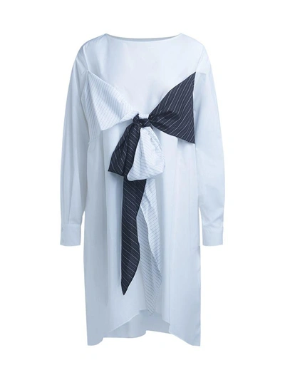 Mm6 Maison Margiela White Cotton Dress With Bands In Bianco
