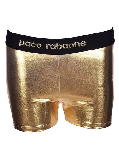Paco Rabanne Logo Waist Shorts In Gold
