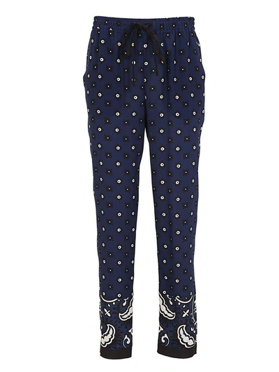 Red Valentino Printed Drawstring Trousers In Cobalt
