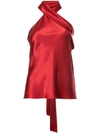 Galvan Halter Neck Satin Top In Red