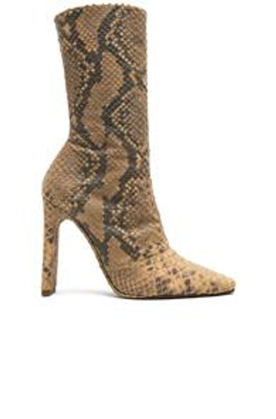 Yeezy Python Printed Chunky Heel Boots  In Brown