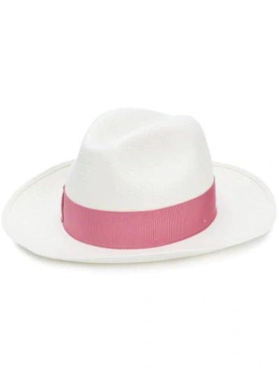 Borsalino Claudette Ribbon Panama Hat In Yellow Cream