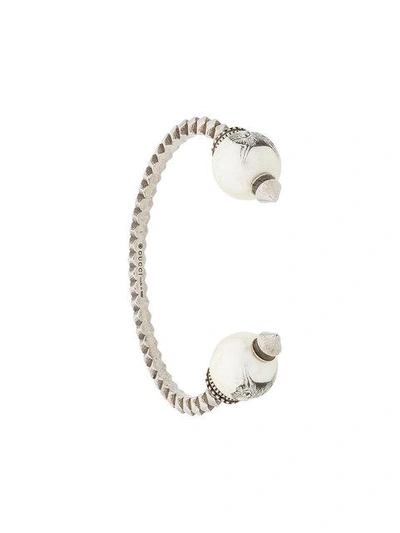 Gucci Faux Pearl Embellished Bracelet In Metallic