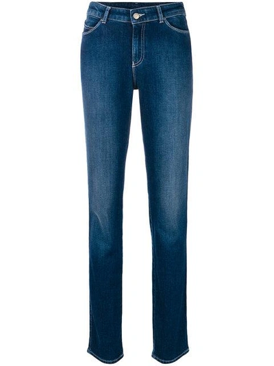 Emporio Armani Faded Tapered Jeans In Blue