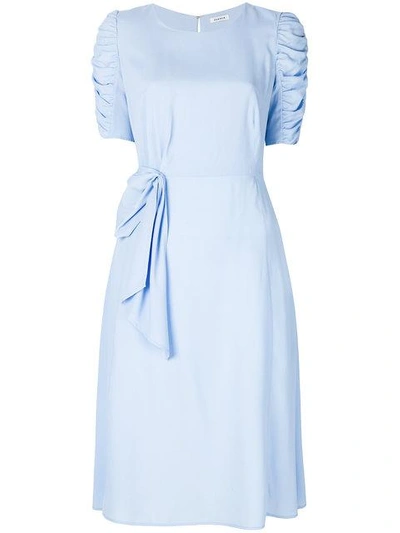P.a.r.o.s.h Ruched Sleeves Midi Dress With Bow Drape Detail
