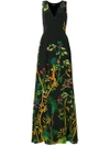 Alberta Ferretti Jungle Print Sleeveless Maxi Dress